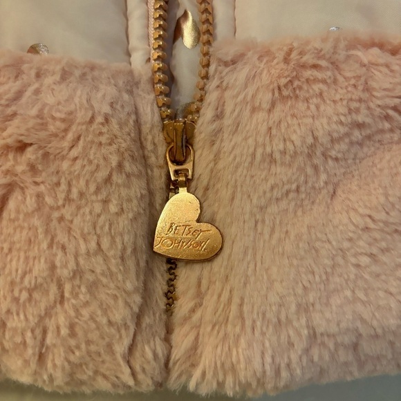 Betsey Johnson Kids Toddler Pink Heart Print Faux Fur Winter Coat Jacket 12M - Picture 6 of 10